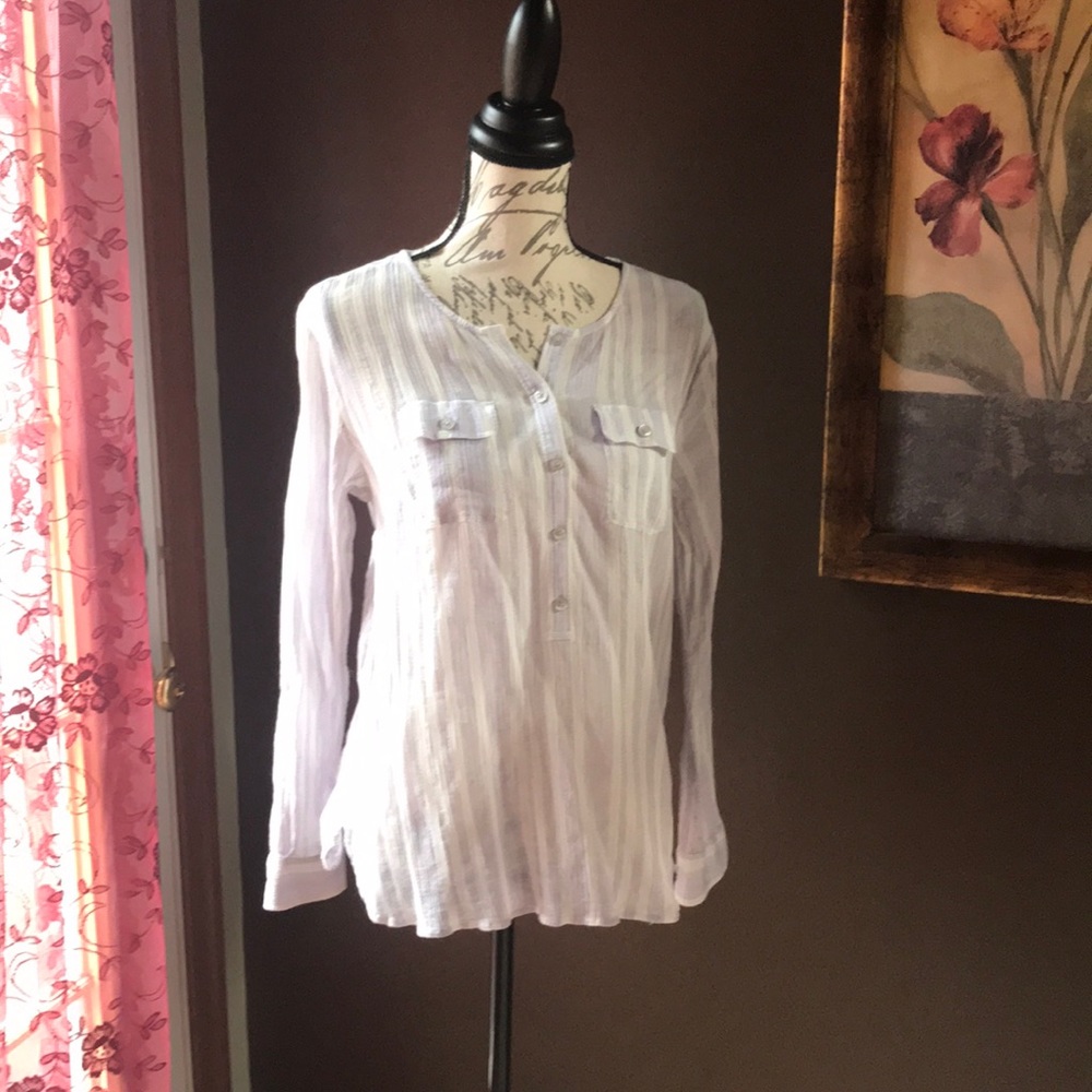 Gauzy lilac/white striped long sleeved top